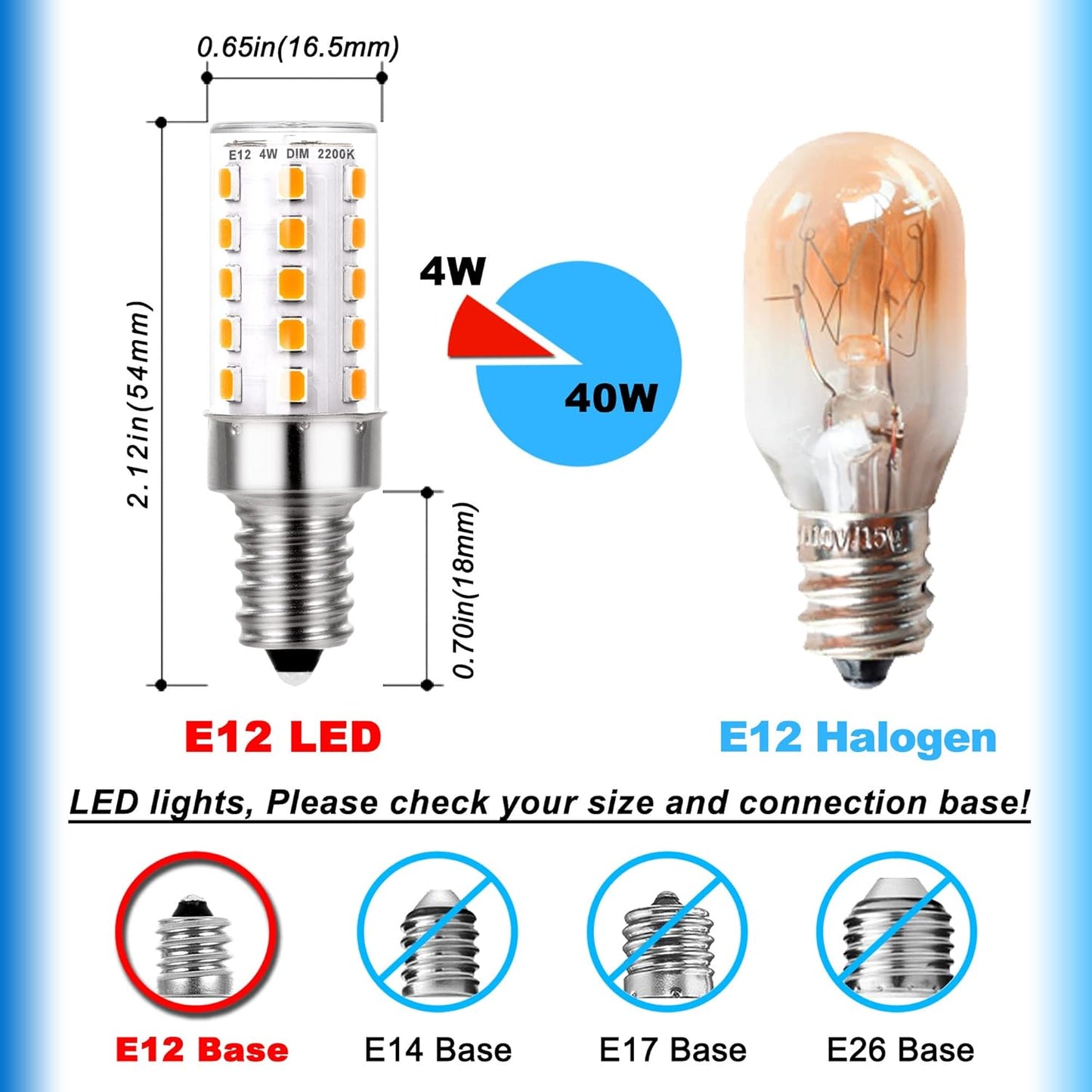 Himalayan Salt Lamp Rock Bulb Dimmable E12 led Sleep Night Light Bulb 2200K Amber Warm, Kx-2000 40W Candelabra T6 C7 4W e12 led Candle Bulbs 450lm for Therapy Mood Soothing Bedroom Nursery,6Pack