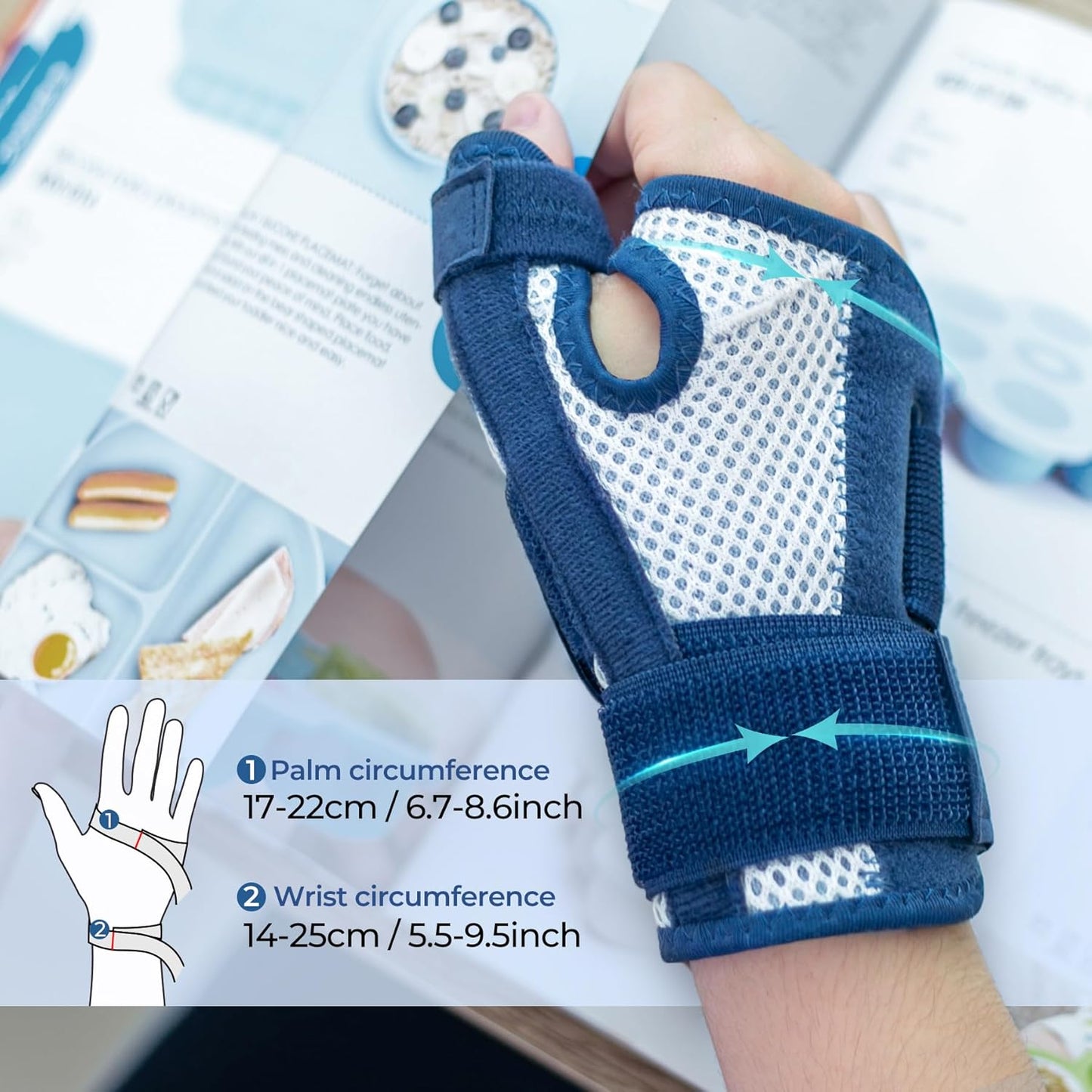 New Updated Thumb Brace for Women and Men, Reversible Trigger Thumb Splint for Day & Night Support, Breathable Thumb Stabilizer for Arthritis, Tendonitis, Sprains Thumb Pain Relief (Navy)