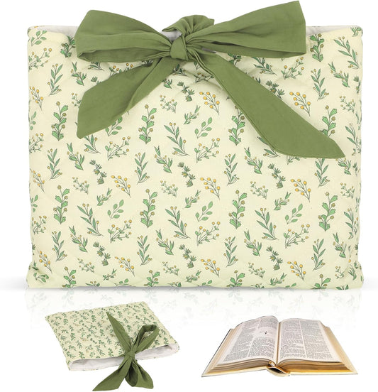 Quilted Bow Bible Sleeve Book Cover - Internal Storage Pocket, Flower Bible Sleeve Cover for Women, Washable for Paperbacks Pouch with Pockets, for Women Girls Book Lover Gifts