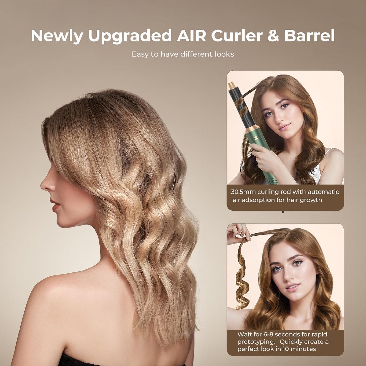 5 in 1 Blow Dryer Brush, Negative Ion Hair Dryer Brush Set Upgrade Hot Air Brush Air Styler Curling Wrap Air Curler, Curling Iron Hair Styling Tools As A Gift for Straight/Curl/Drying/Smoothing