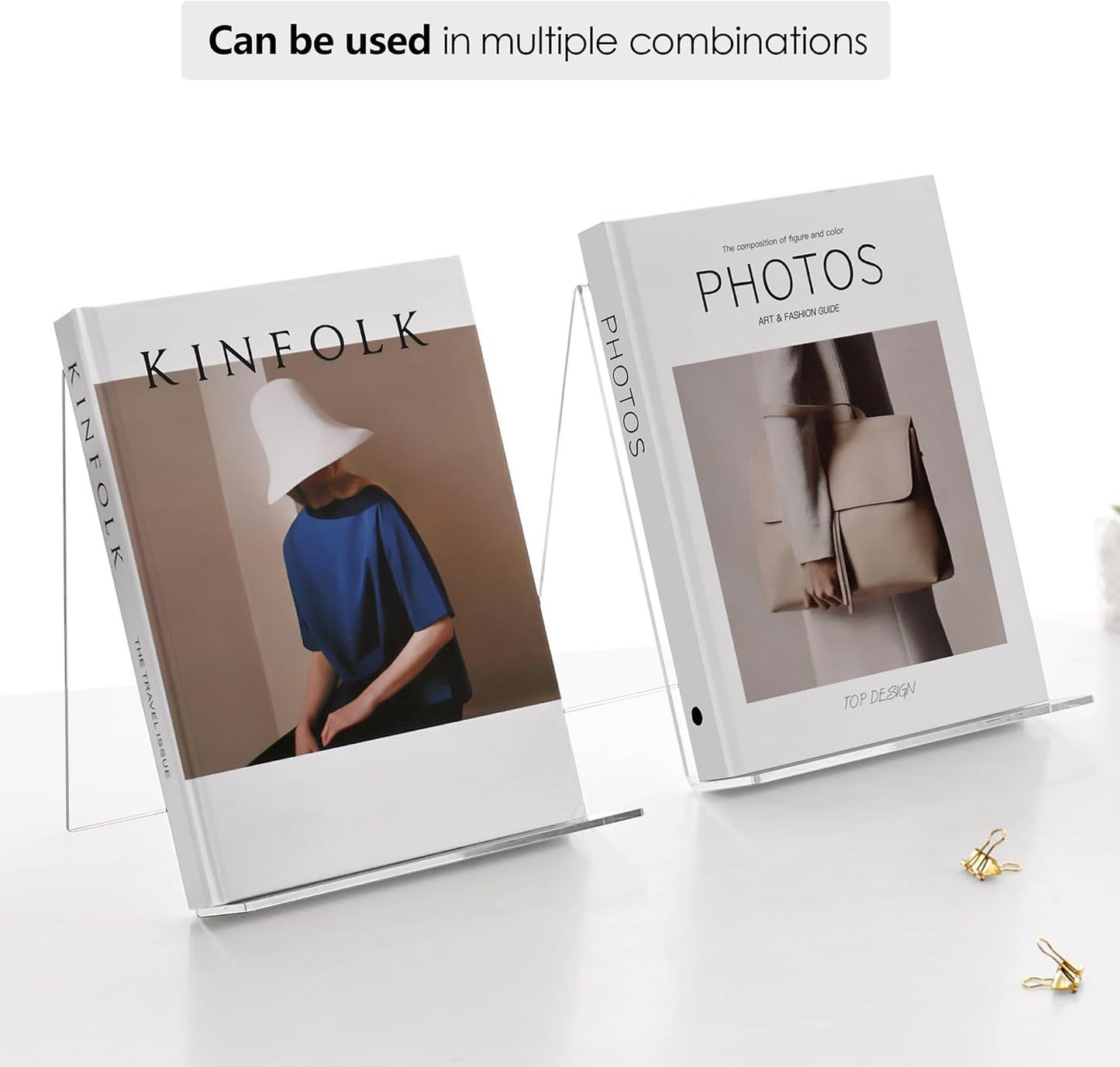 Acrylic Easel Book Stand, 7.9'' x 9.4'' Clear Display Easel Holder for Books, Tablets, Phones, Albums, Magazines, CDs, Plate, Artworks,Photo (2 Pack)