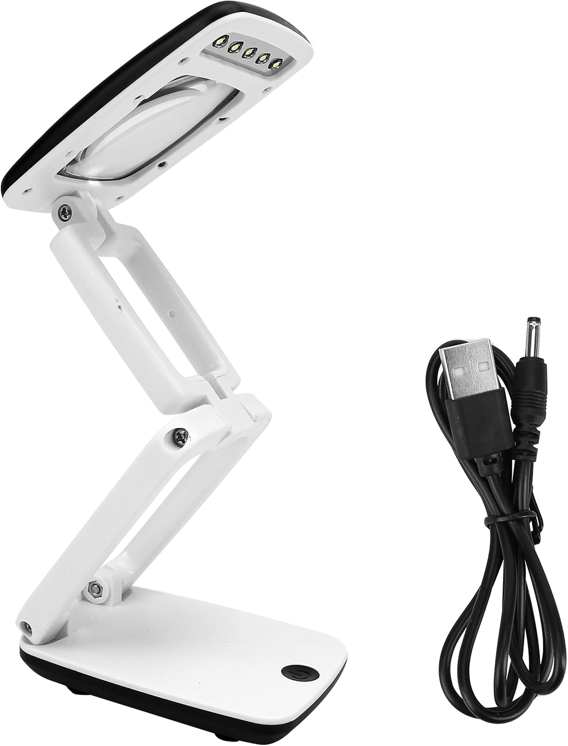 Pocket Magnifying Glass with Light and Stand, Small 3X Magnifying Lamp, Portable 2-in-1 LED Lighted Desk Magnifier Visor Folding, Craft Light Lamp for Close Work Reading Repair Crafts Hobby