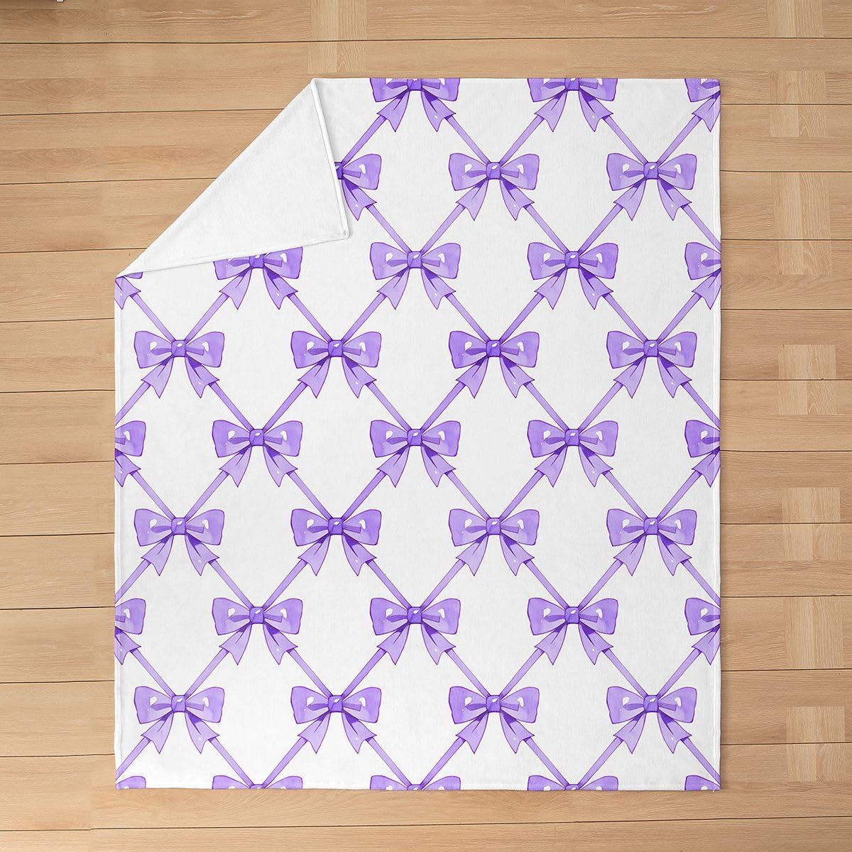 Feelyou Purple Bow Flannel Fleece Throw Blanket Ribbon Bowknot Fuzzy Blanket Cute Theme All Season Plush Soft Dreamy Princess Style 40"x50" for Sofa Couch