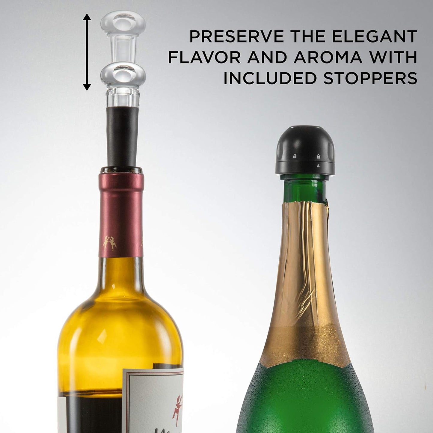 Ivation 9-Piece Wine Set | Electric Opener, Air Pump, Pourer with Aerator, Wine and Champagne Stoppers, Foil Cutter, and Stand.
