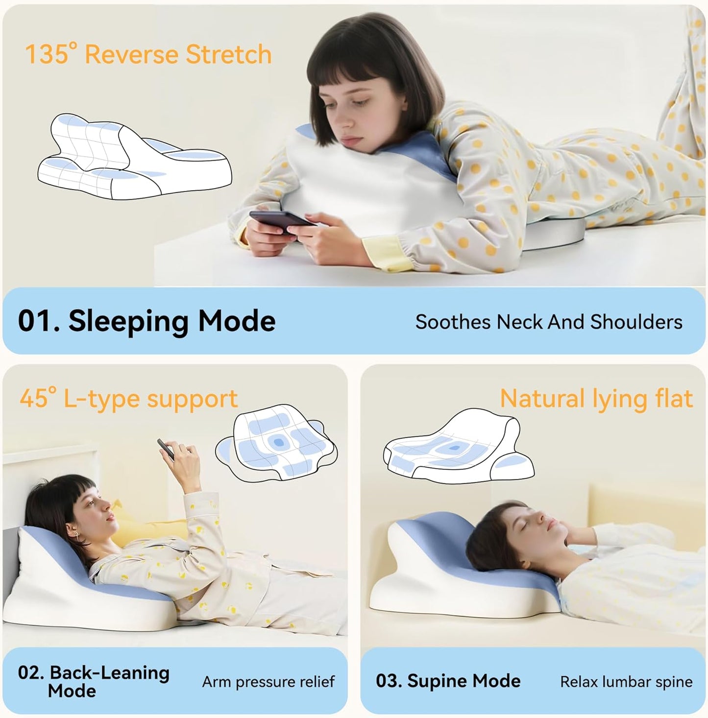 Premium Memory Foam Reading Pillow - Ergonomic Neck Support for Beds, Sofas, and Floors - Removable and Washable Pillowcase - Perfect for Reading, Watching TV, and Relieving Back Pain