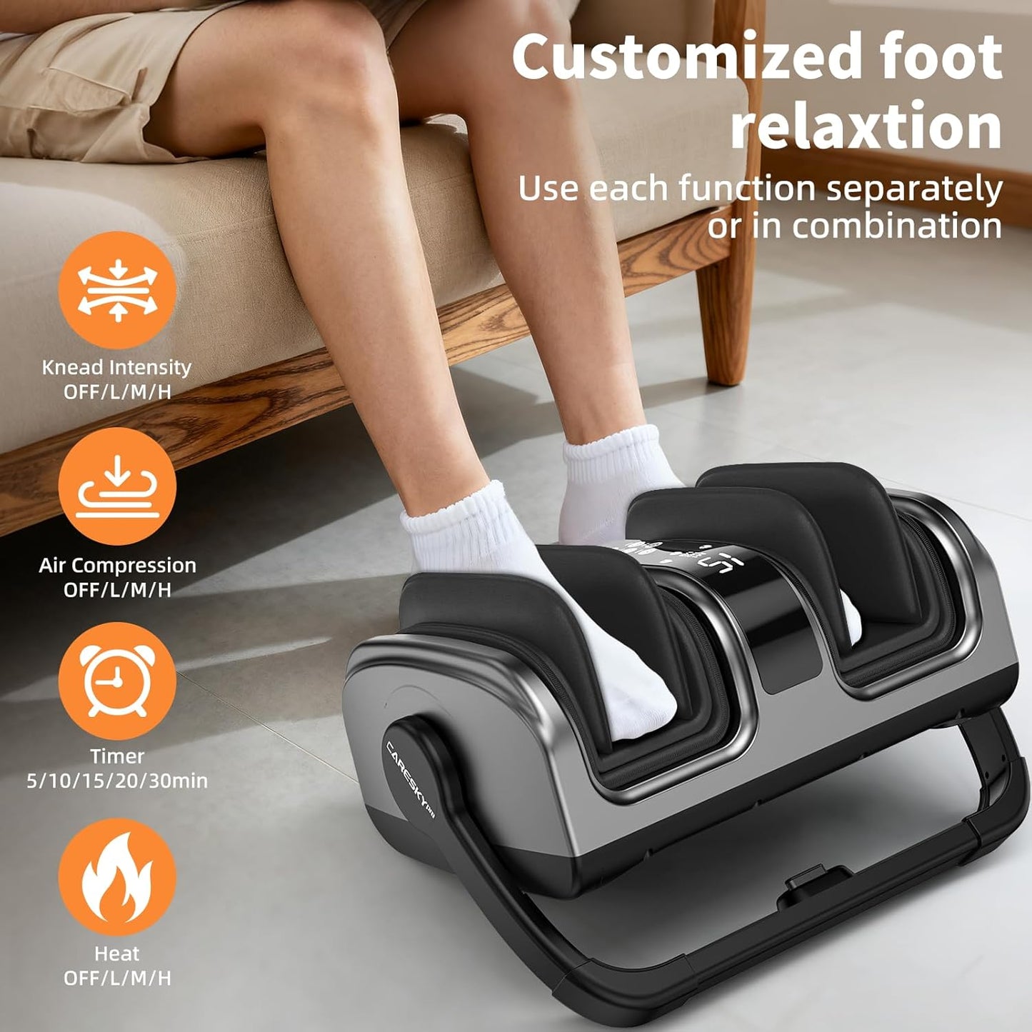 CARESKY® Foot Massager with Heat, FSA＆HSA Eligible, Shiatsu Foot Massager for Plantar Fasciitis, Neuropathy, Circulation and Pain Relief, Deep Kneading for Foot Calf Gifts for Women Men Mom Dad