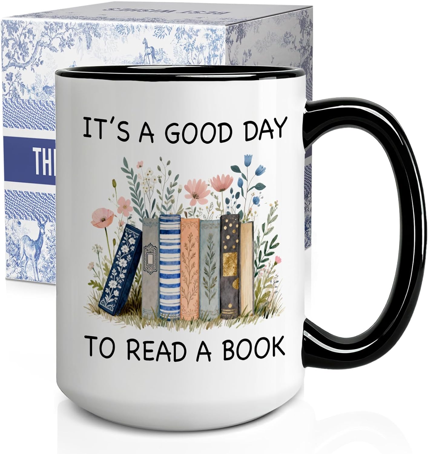 It's A Good Day to Read A Book Mug, mug Gifts for book Lover Women, Bookish mugs with Stacked Novel Design, reading Mugs gift for BookWorm Librarian Reader on Birthday, Reading Themed Coffee mug