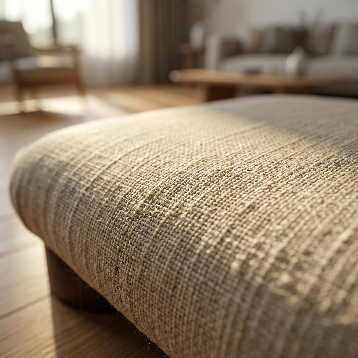 Meditation Floor Cushion with Wooden Legs,Portable Seating Pillow for Yoga, Tea Ceremony,and Living Room, Soft Linen Fabric, Low Profile Floor Seat for Adults(18 * 13.7 * 3.1inch, A)