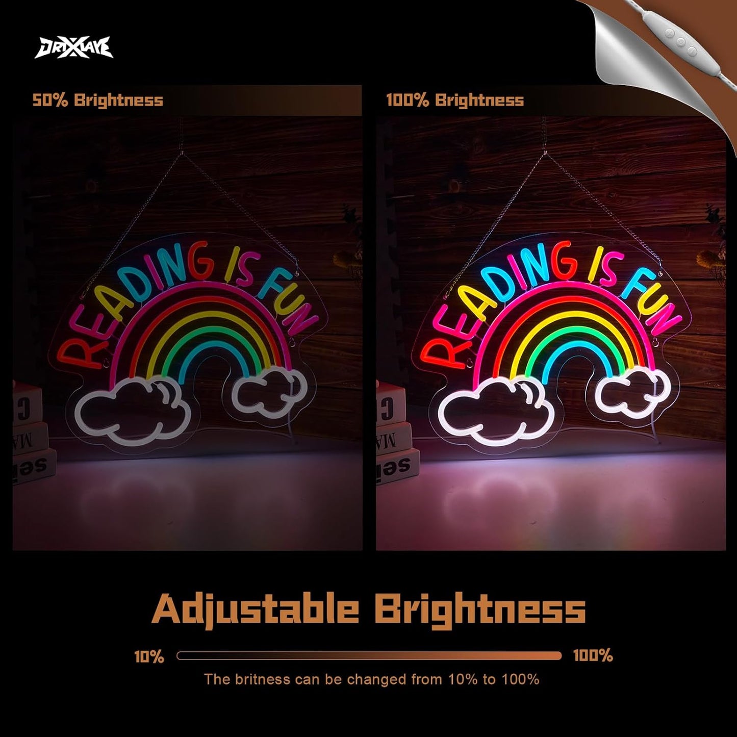 Reading Is Fun Neon Sign Read Books LED Neon Light for wall decor Smart plug timer compatible USB-Powered Suitable for Kids Boys Room Bookstore Library Museum Study Room(16.2x12.6 Inch)