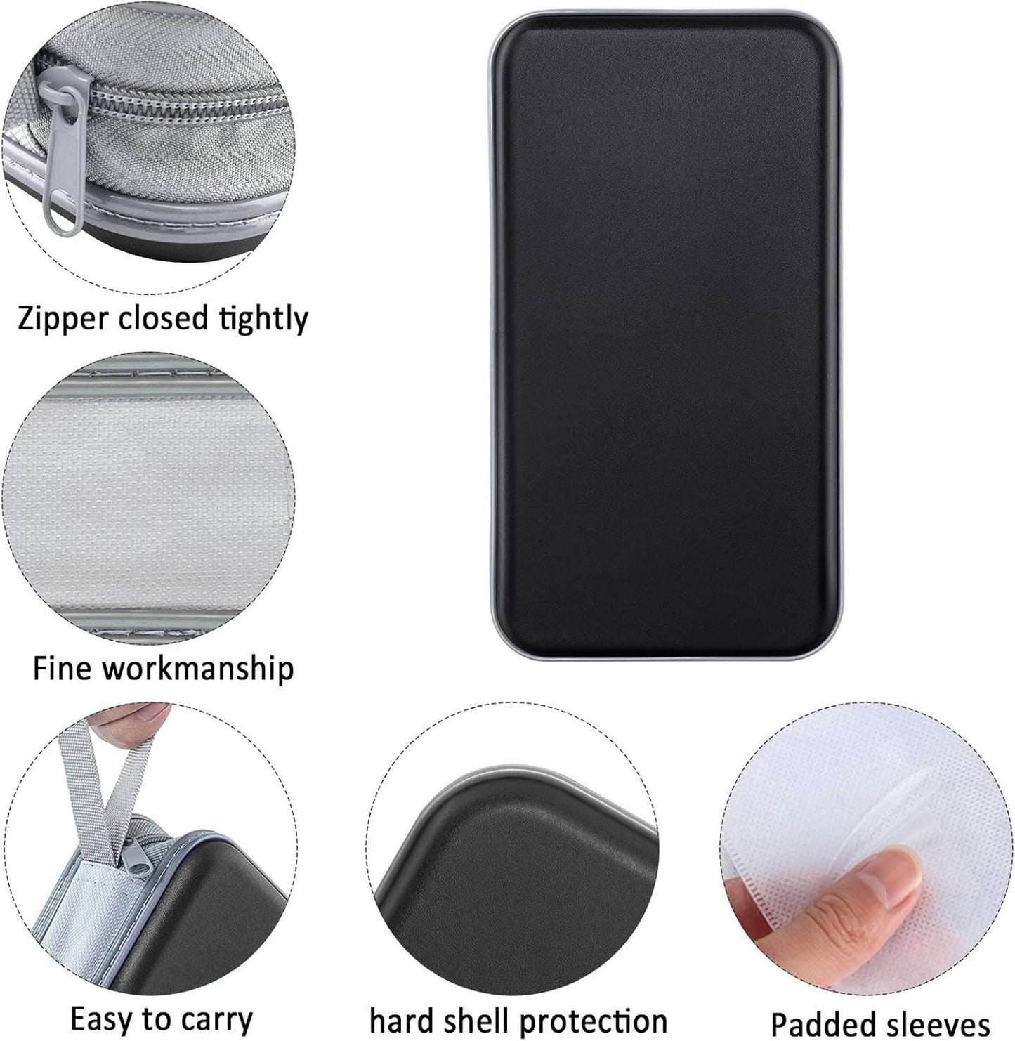 CD Case, 80 Capacity Hard Plastic DVD Case Portable Zipper CD/DVD Wallet Holder Storage Disc Binder Album Bag for Car Home Travel(Black)