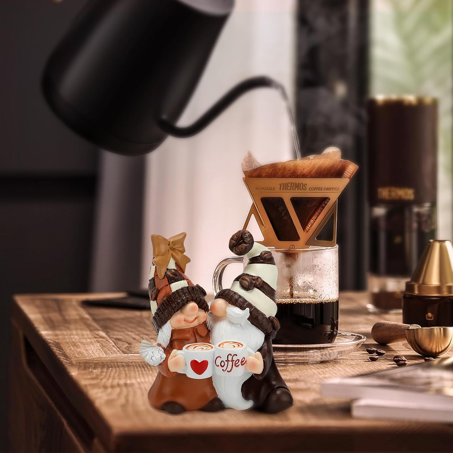 Coffee Gnomes Coffee Bar Decor Accessories Spring Summer Gnome Decorations Gifts Fall Gnomes Decorations for Home Tiered Tray Table Ornaments Indoor