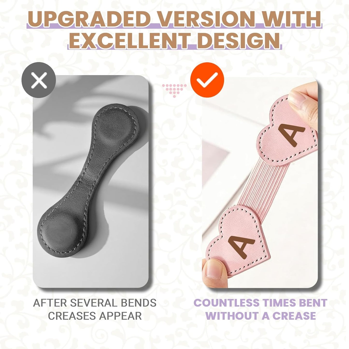 MOTEERLLU Magnetic Leather Bookmark with Pen Holder,Custom Heart-Shaped Bookmarks with Initial for Reading Women,Men,Teachers,Book Lovers Gifts(Pink A)