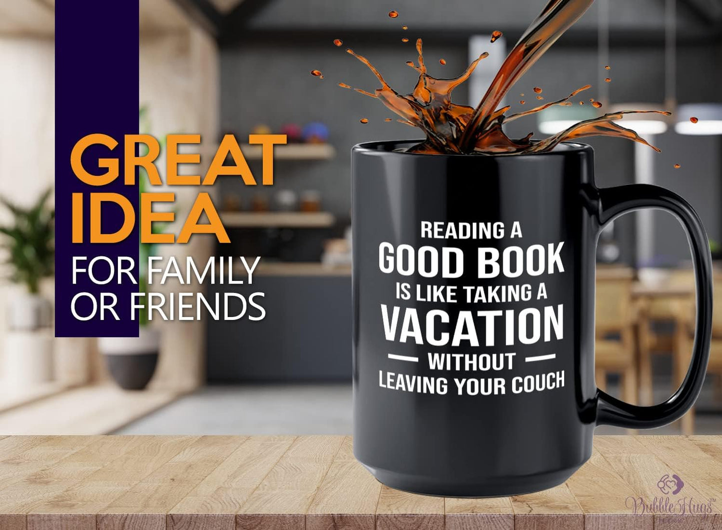 Book Club Coffee Mug 15oz Black -Reading a Good Book - Book Lover Gift For Teacher Bibliophile Woman of Letters Bulk Readers Academic