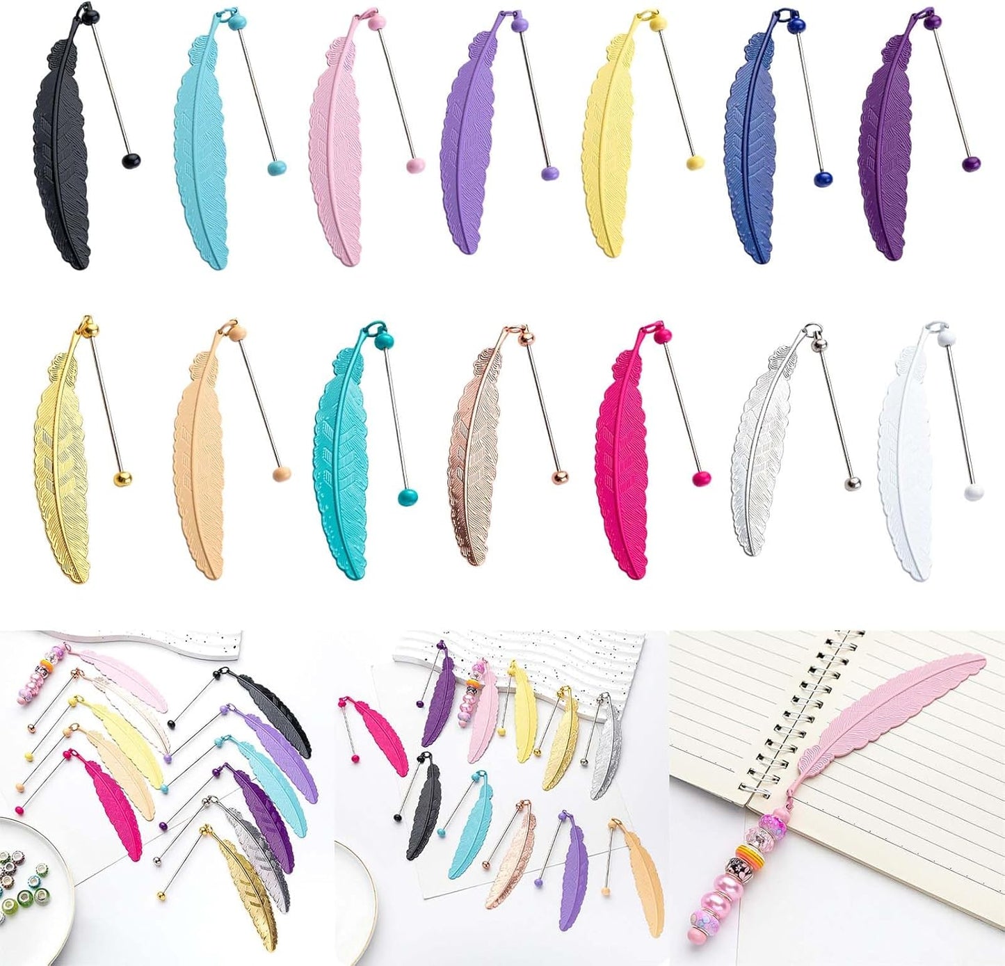 Beadable Bookmarks Metal Book Page Holder with Pendant Reading Book Lover Reader