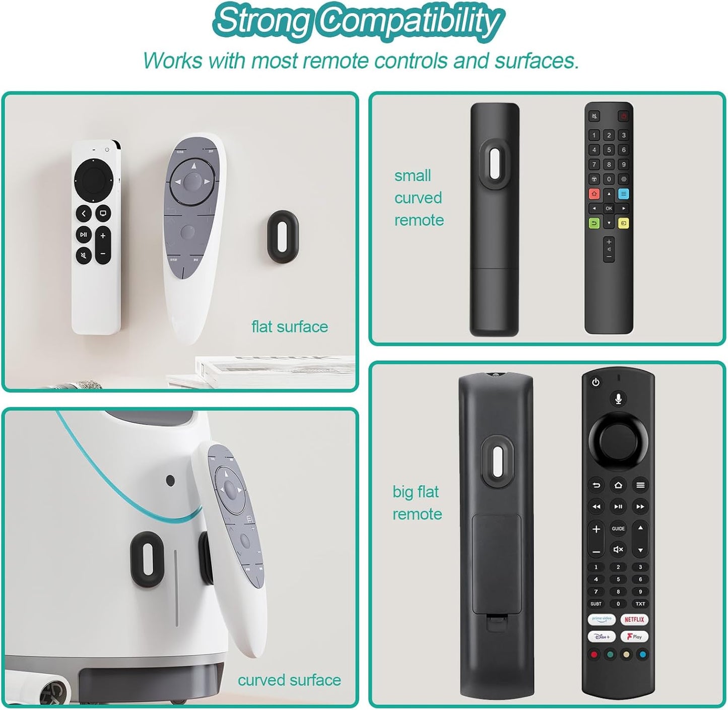 Magnetic Remote Control Holder Wall Mount, 5 Pack TV Remote Holder Wall Mount, Silicone Remote Organizer Magnetic Remote Holder for Bed, TV, Ceiling Fan and Air Conditioner (Black)