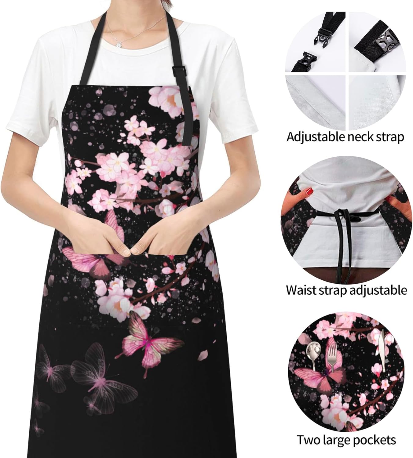 Apron with Pockets Aprons for Women Men Kitchen Chef Apron for Cooking Gardening Server Waitress Painting