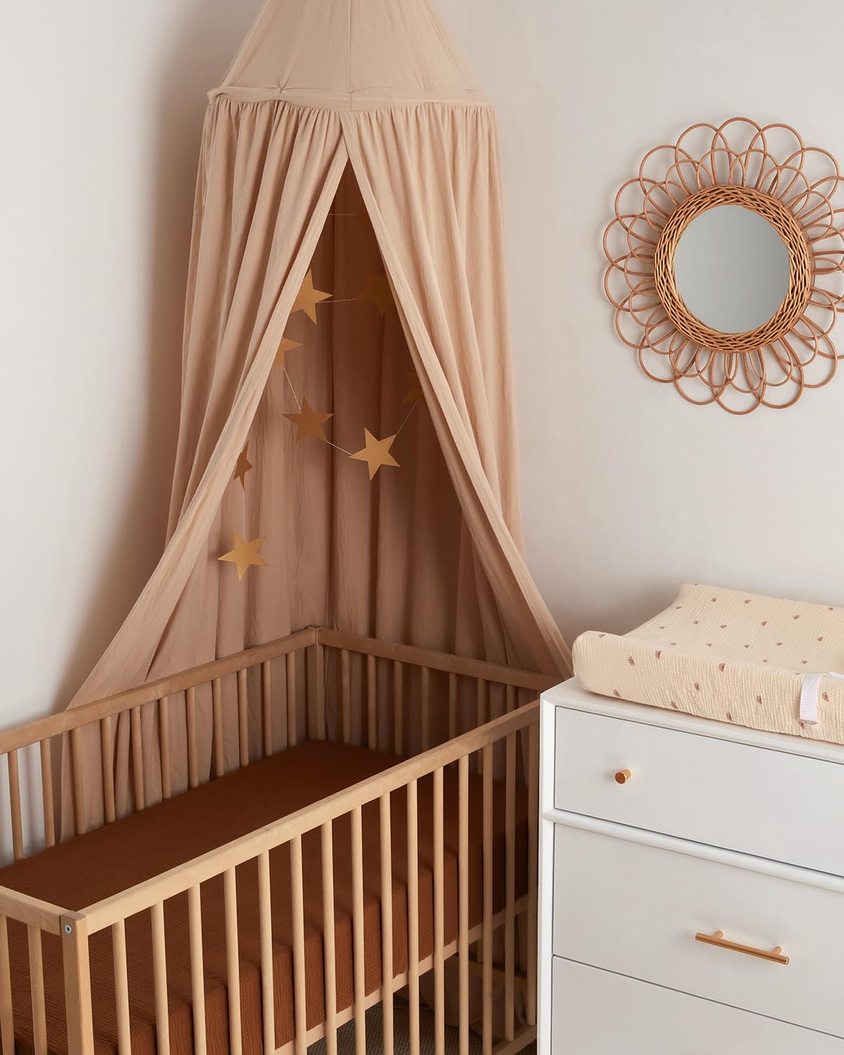 Blissful Diary Muslin Crib Sheets for Girl Boy, Boho Neutral Soft Cotton Baby Sheet for 52''x28'' Standard Crib Mattress, 2 Pack(Sunshine&Brown)