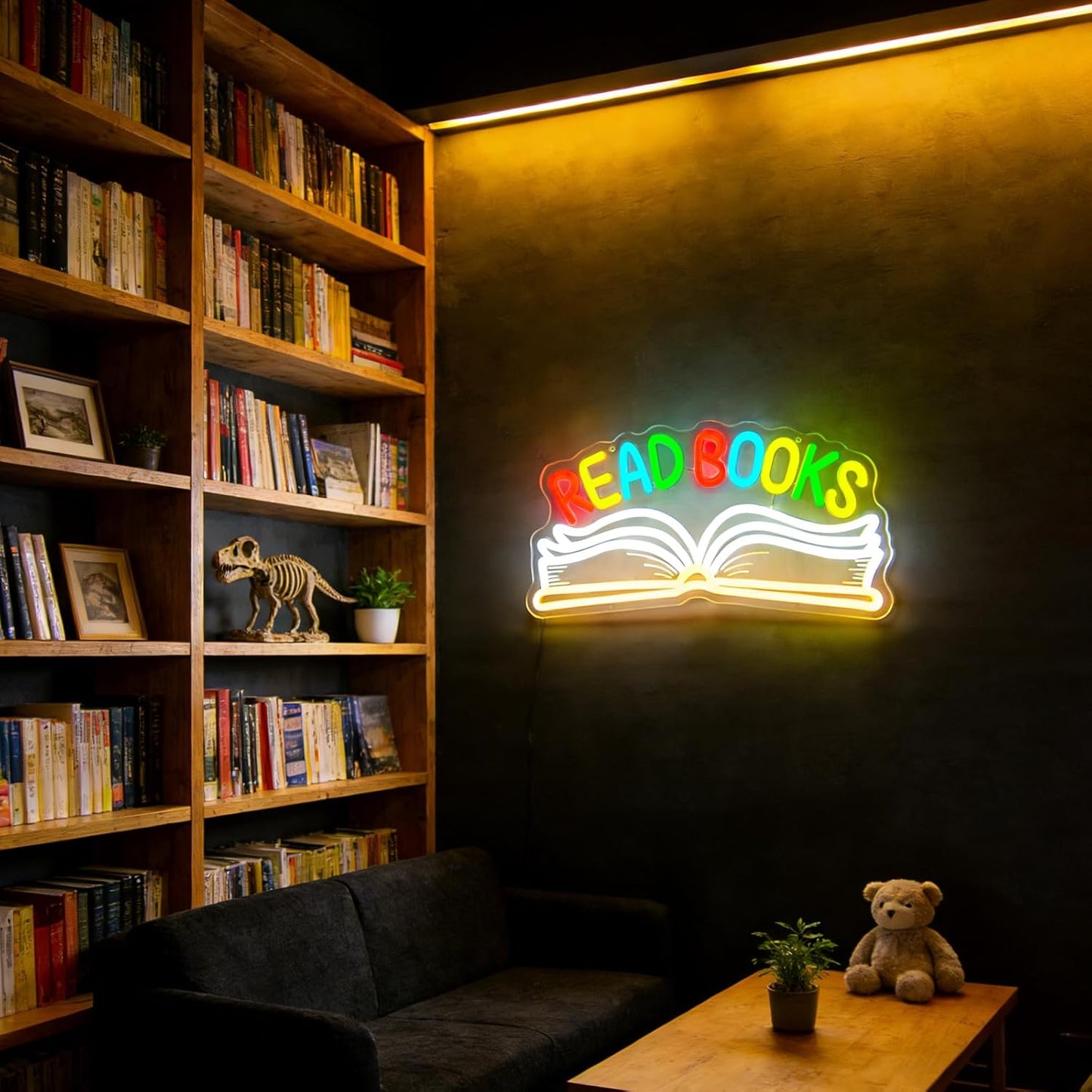Read Books Neon Sign for Wall Decor, LED Dimmable Reading Book Neon Light Sign for Art Positive Bedroom Study Kids Room Library Classroom Reading Corner Decoration
