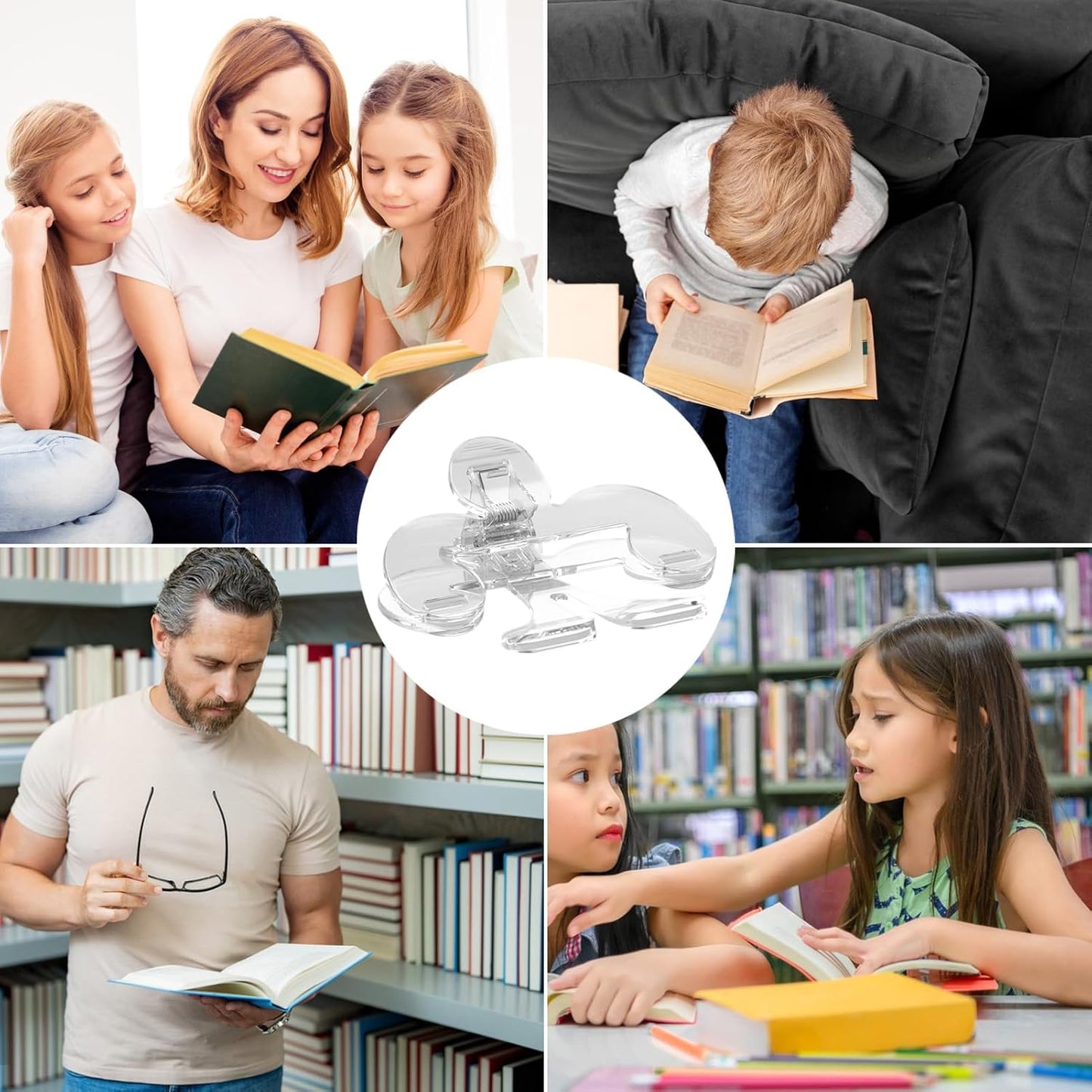 Portable Book Page Holder 12°, Page Opening Clips and Clamp Stand for Students, Teachers, Readers, Perfect for Study, Office, Kitchen, School, Home, Cookbooks, and Textbook Use
