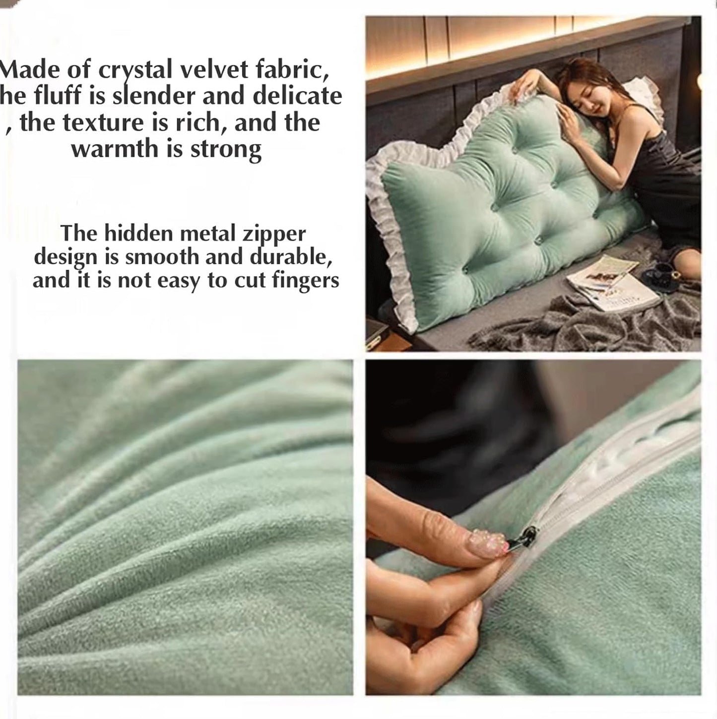 Large Headboard Backrest Reading Pillow Positioning Support Wedge Pillow for Bed Bolster Sofa Removable(Size:47"/120cm,Color:D)