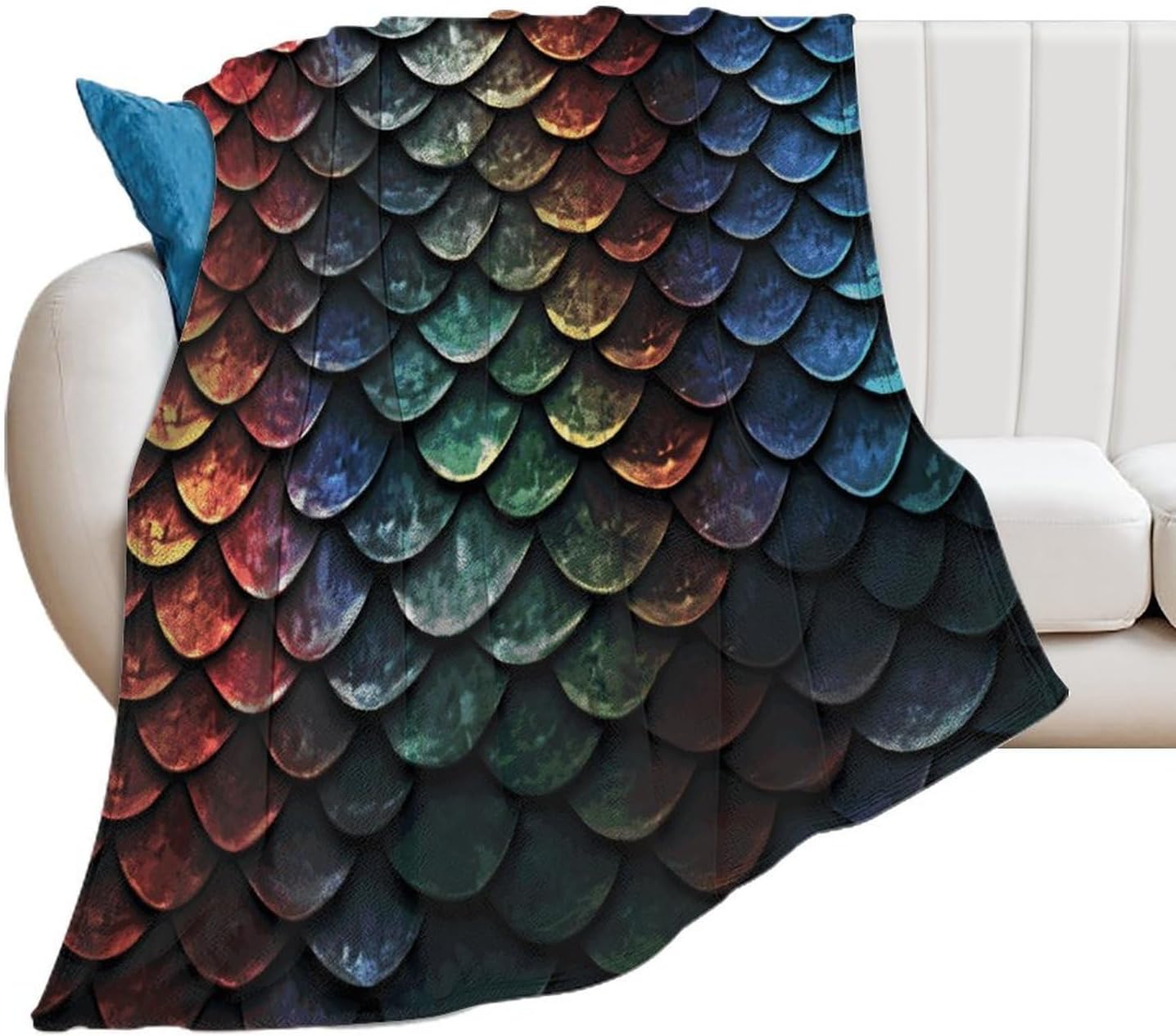 Dragon Scale Throw Blanket for Couch Super Soft Warm Lightweight Throw Blankets Cozy Flannel Bed Blanket Cute Decorative Blankets for All Seasons Home Decor Gift 30"*40"（76 * 100cm）