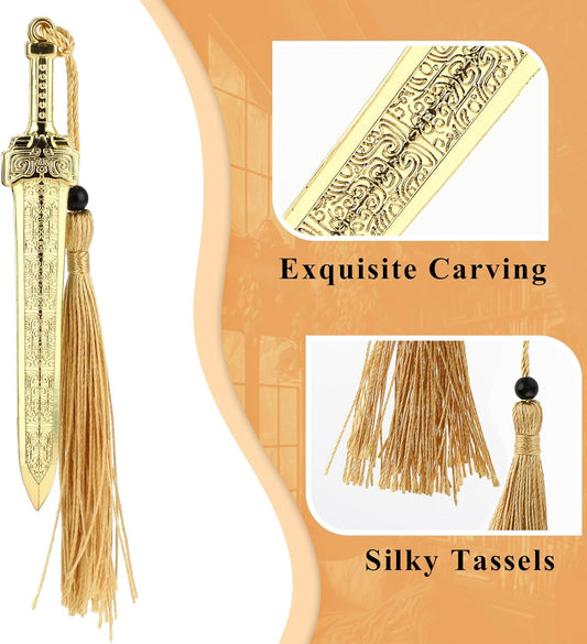 Sword Bookmark with Tassels Metal Book Mark Vintage Bookmark for Men Women Office School Home Library Bookstore