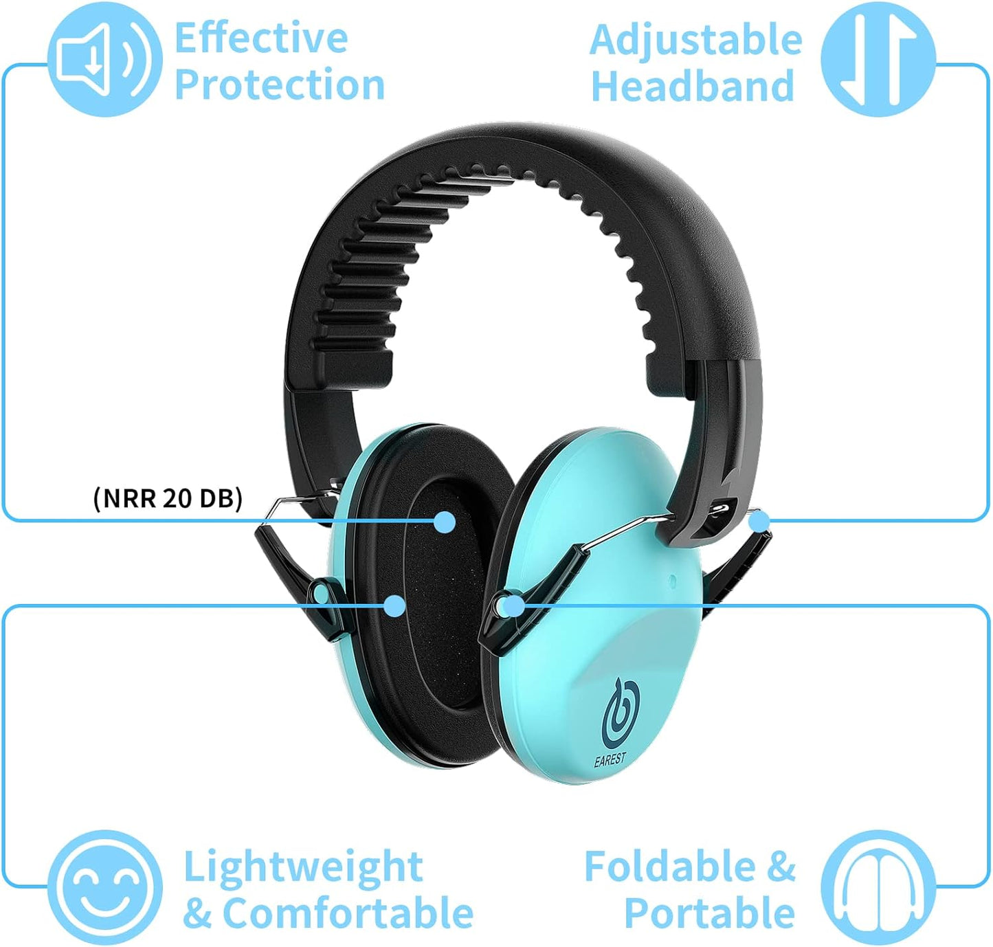Protection Ear Muffs, Noise Reduction Safety Ear Muffs Shooting Earmuff NRR 20 dB Ear Defenders for Adults and Kids