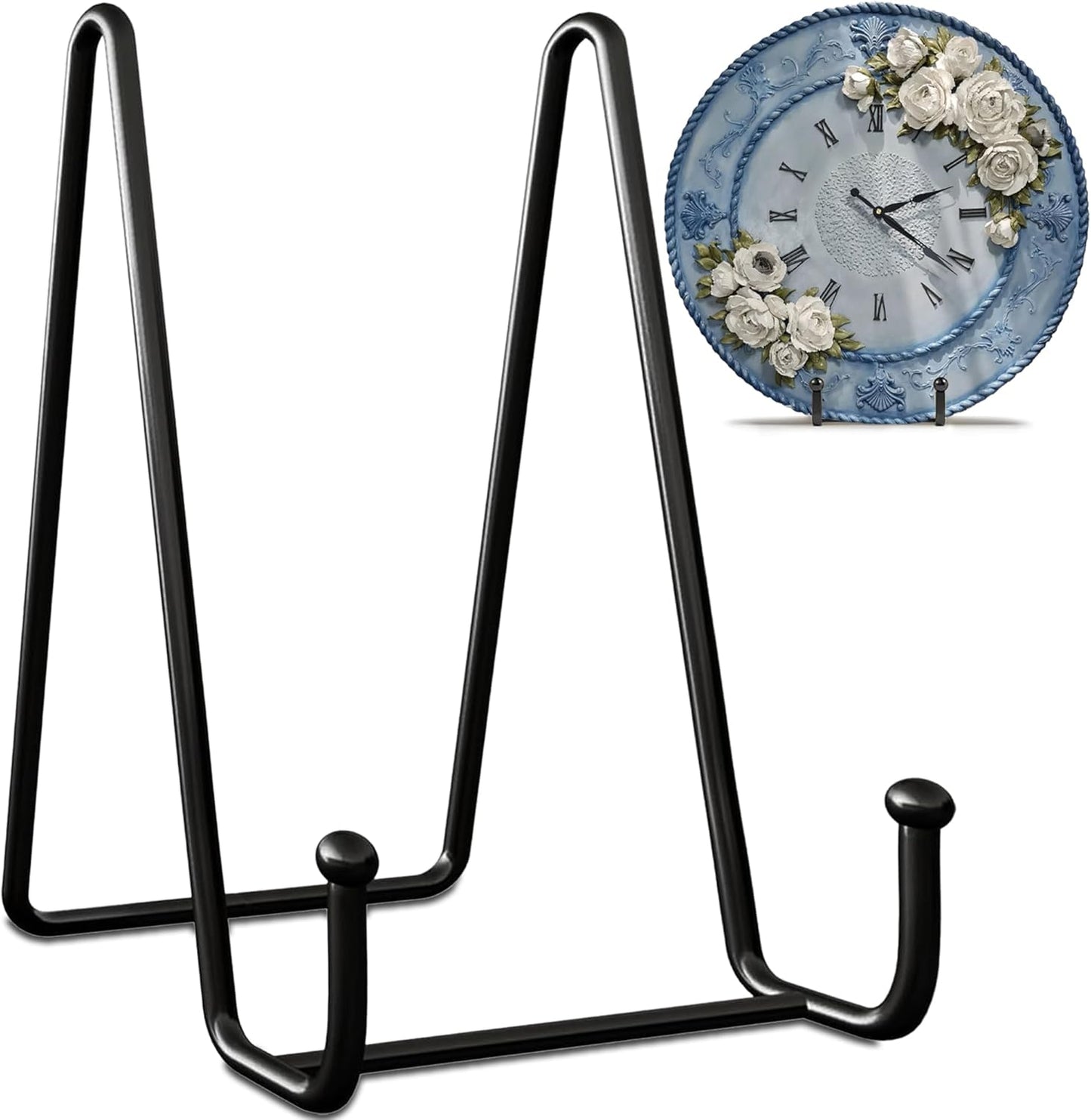 Plate Stands for Display-2 Pack 6 Inch Black Metal- Book Holder & Book Stand for Table, Racks-Trendy & Sturdy Display Stand for Decorative Art Plate, Tablets-Picture Stand for Party Decor (Black, 2 Pack 6 Inches)