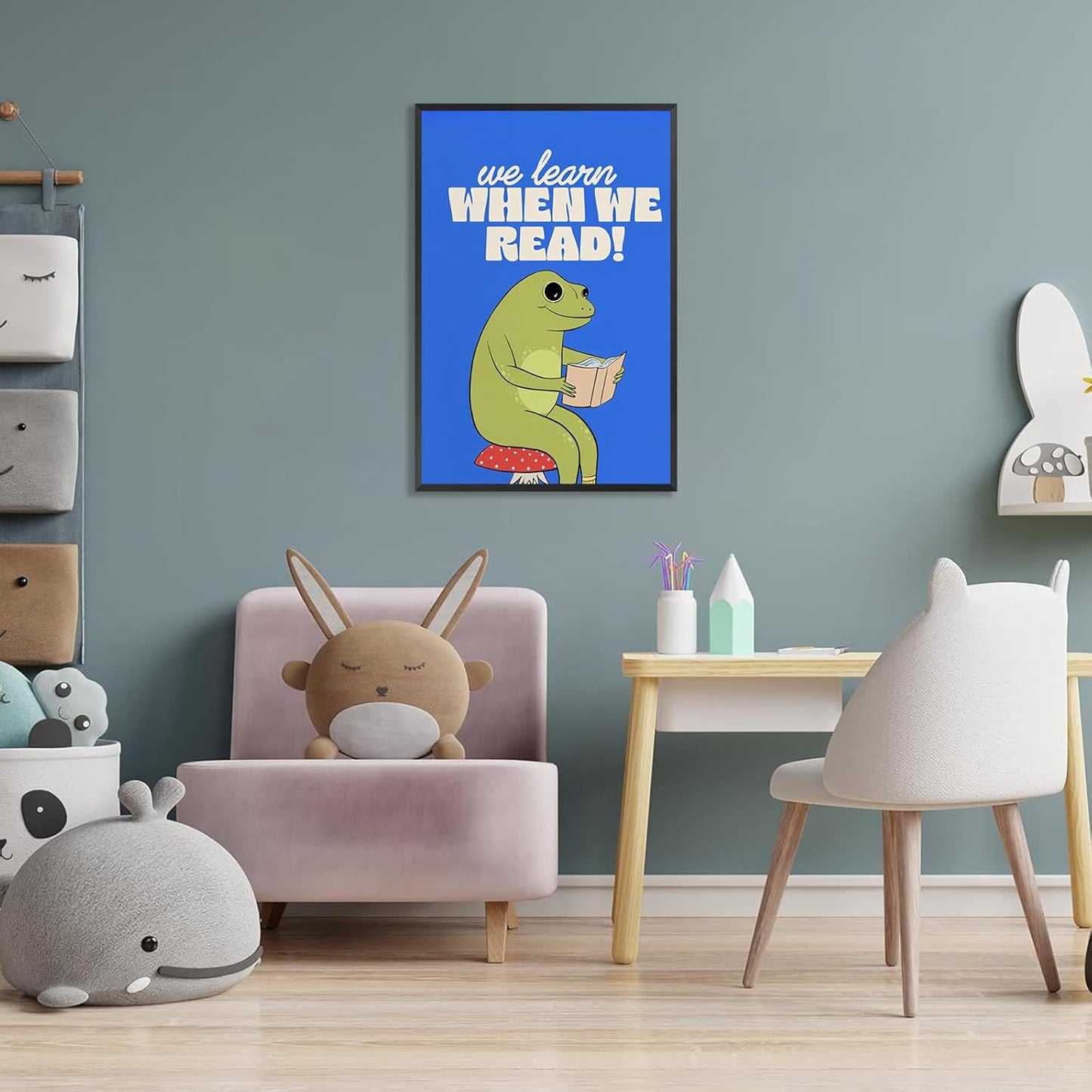 Inspirational Educational Posters Vintage Cartoon Book Reading Canvas Wall Art Positive Quote When We Read Prints Painting For Classroom Kids Room Nursery Wall Decor 12x16in Unframed