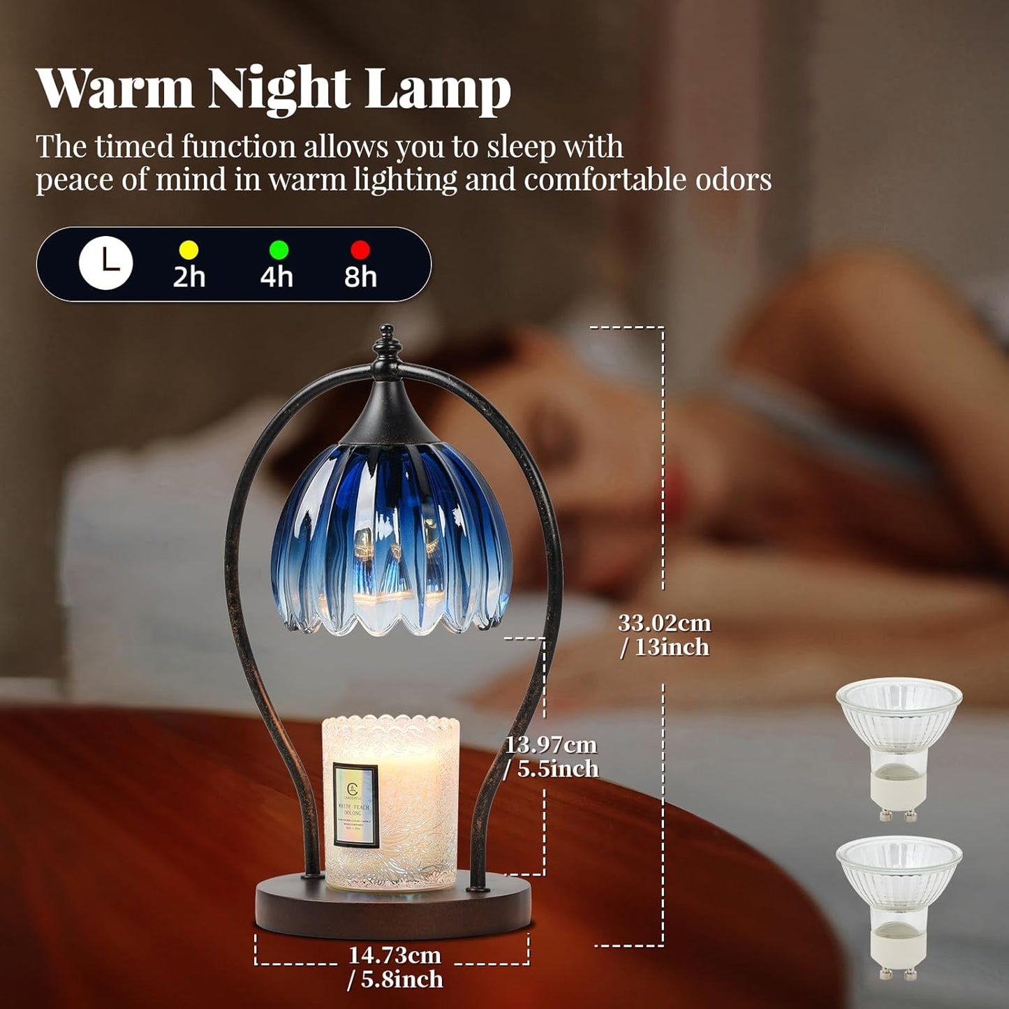 Candle Warmer Lamp with Timer Dimmable: Electric Candle Warmer Birthday Gifts for Women Mom - Candle Lamp Warmer House Warming Gifts New Home Decor - Wax Warmer for Jar Candles with 2 Bulbs