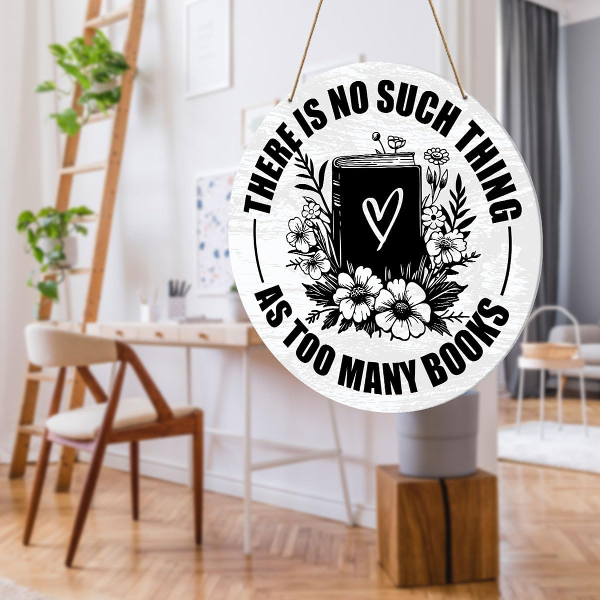Book Lover Reader Home Library Wall Decor, Bookworm Bookish Tarot Decor for Home Room Office Bookshelf, Book Lover Nerd Gifts for Librarian Bookworm Bookish Women Men, No Such Thing As Too Many Books