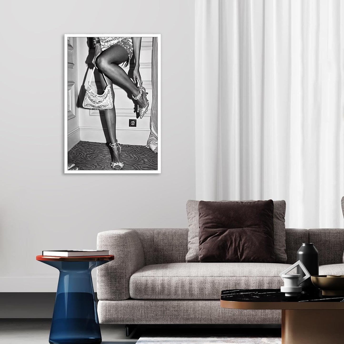 KFDJIG Vintage Fashion Girly Poster Black And White Feminist Photography Wall Art Retro Beautiful Chic Woman Picture Canvas Prints For College Dorm Bedroom Decor 12x16in Unframed