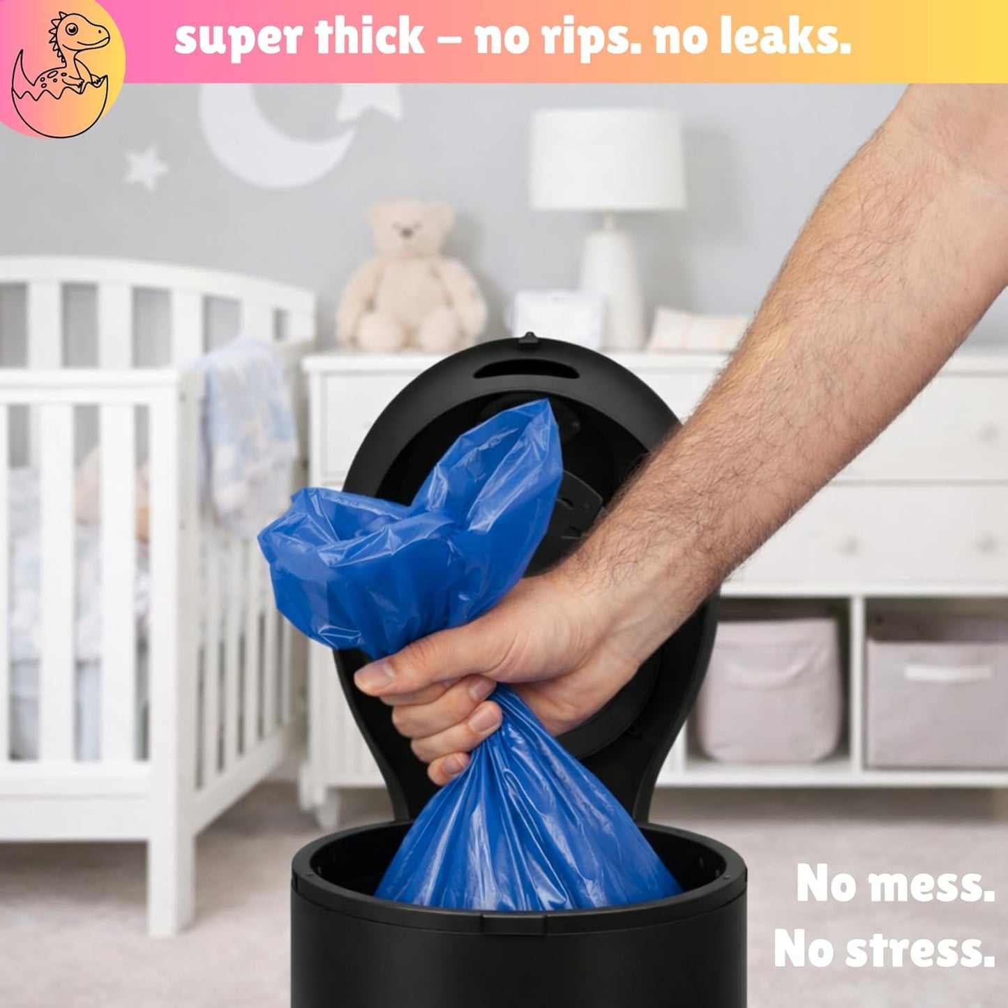Disposable Diaper Pail Refill Bags (100 Bags) Compatible with Ubbi Diaper Bag Pail 13 Gal Capacity Diaper Pail Bag Medium Kitchen Trash Bag Heavy Duty Recycled Large Garbage Bag (100 ct.)