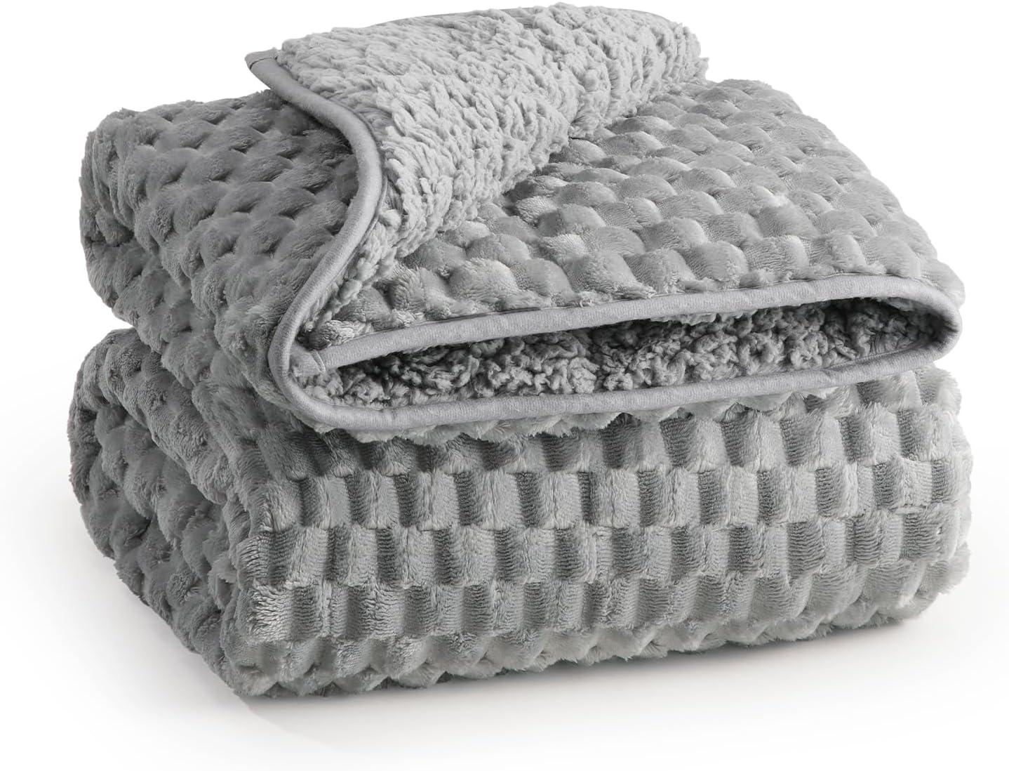 Super Soft Luxury Fleece Sherpa Weighted Blanket for Teens, 7lbs Small Weighted Lap Blanket for Adults, Turtle Shell Cozy Warm Throw for Winter, Compact Heavy Blanket for Better Sleep, Grey, 41"x60"