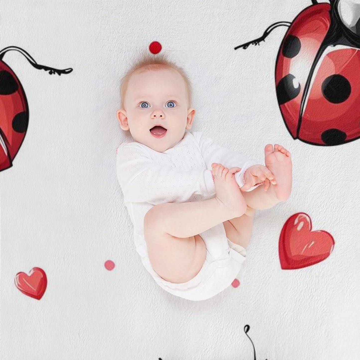 Funny Ladybug Bug Throw Blanket for Couch Bed Plush Cozy Fuzzy Flannel Blanket for All Season 70"x80"