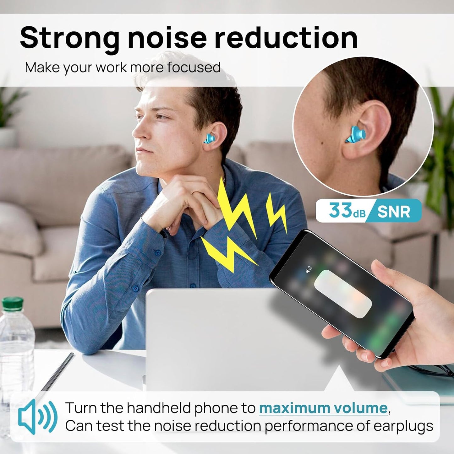 Ear Plugs for Sleeping Noise Cancelling, 10 Pairs Reusable Earplugs for Sleeping, Concert, Snoring, Travel, Work, 10 Colors, 33dB SNR