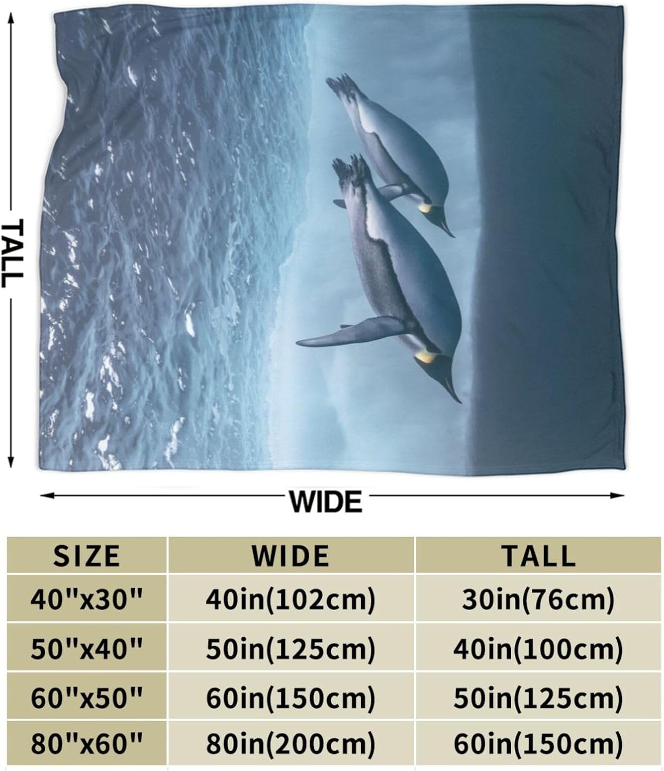 Penguin Throw Blanket Gifts for Adults Kids Flannel Decorative Blankets Fuzzy Sofa Warm and Cozy Throws for Living Room for Bedding Couch and Gift 60"x50"