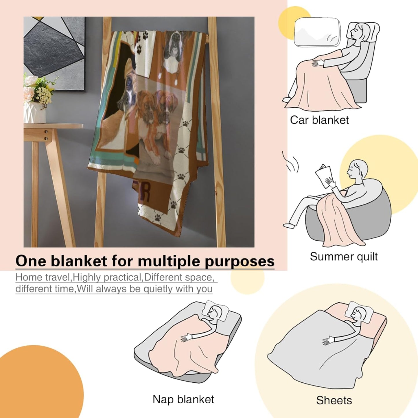 Air Conditioner Lightweight I Love My Boxer Blanket Flannel Fleece Blanket Ultra Soft Throw Blanket for Couch Living Room Bed (60''x50'', I Love My Boxer)