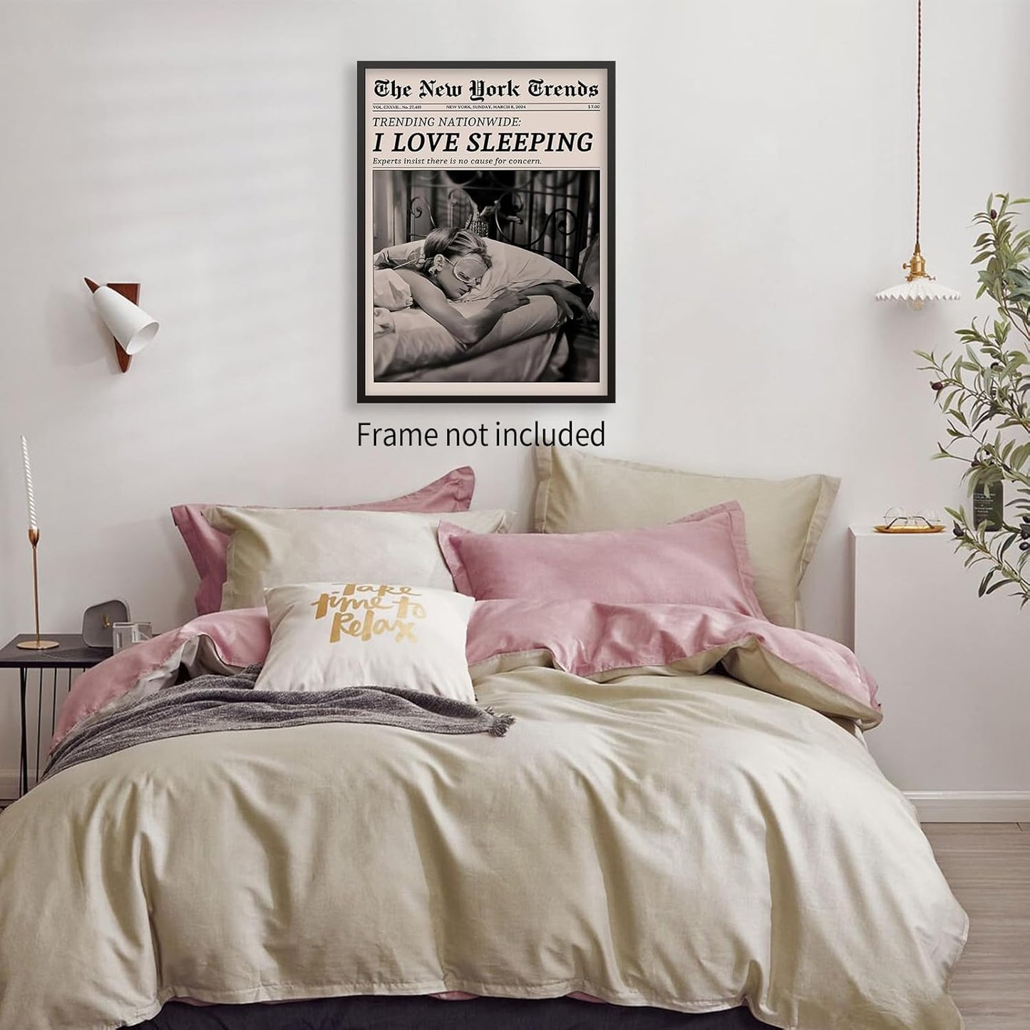 VERENIX Retro Black and White Feminist Wall Art Newspaper Aesthetic Canvas Posters Vintage Funky Girl Sleeping Prints for Girly Dorm Bedroom Wall Decor 08x10 inch Unframed