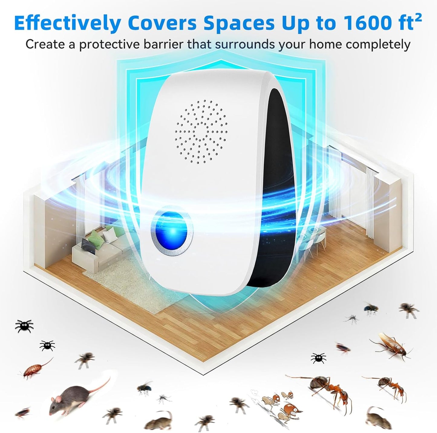 2026 Upgraded Ultrasonic Repellent 8 Packs, Indoor Pest Repellent, Electronic Plug in Pest Control for Roach, Ant, Rodent, Mouse, Bugs, Mosquito, Spider Repellent for House, Garage, Warehouse