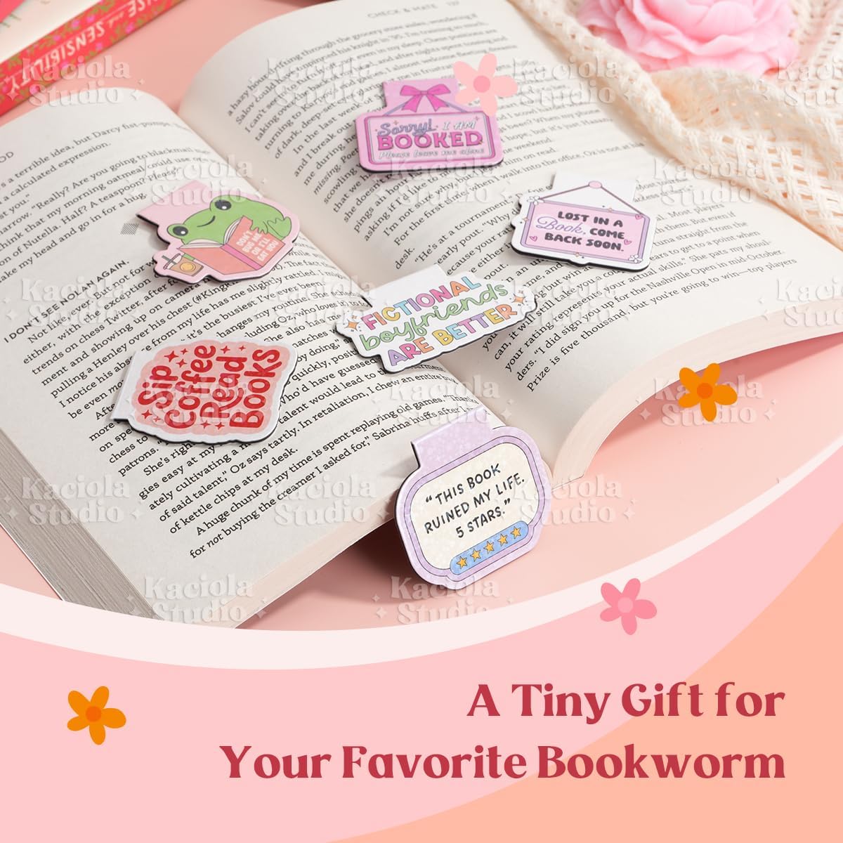 12PCS Glittery Magnetic Bookmarks, Funny Cute Book Marks for Book Lovers Gifts, Bookmark Accessories for Women Teachers Students School Office Home Supplies (Funny)