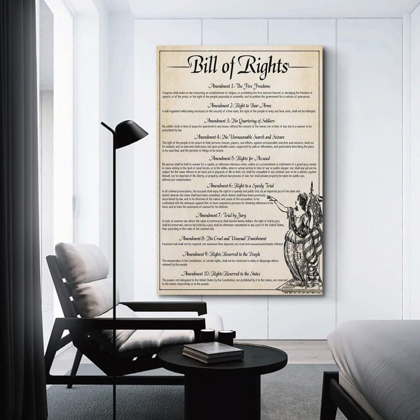 Vintage Poster The U.S. Constitution The Bill of Rights US History Government Classroom School Poste Painting Canvas Wall Posters Art Picture Print Modern Family Decor Posters 12x18inch(30x45cm)