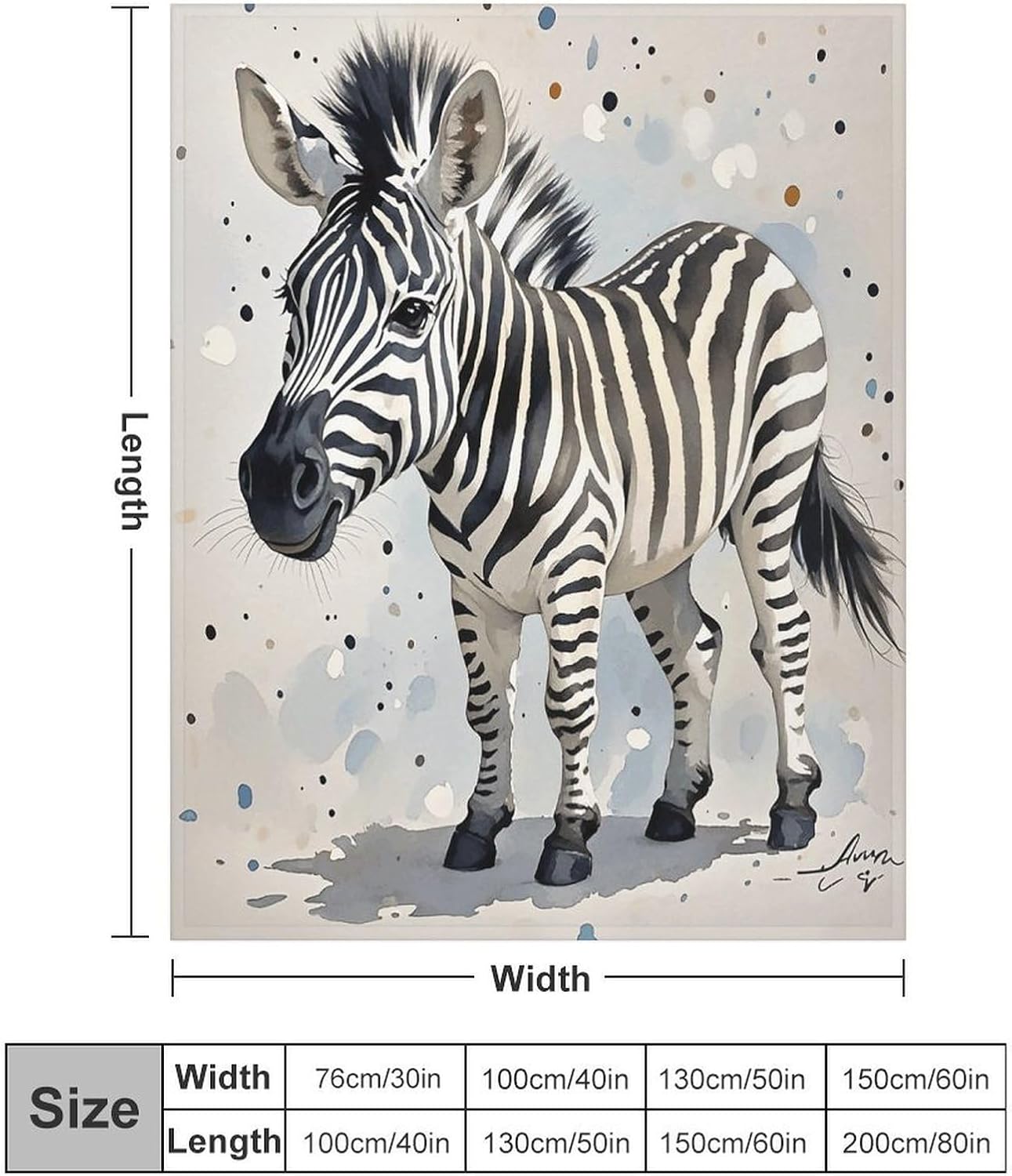Cute Zebra Watercolor Blanket Super Soft Lightweight Throw Blanket Cute Cozy Warm Bed Blanket Decorative Fuzzy Blanket All-Season Home Decor Gift for Sofa Couch Living Room 60"*80"（150 * 200cm）