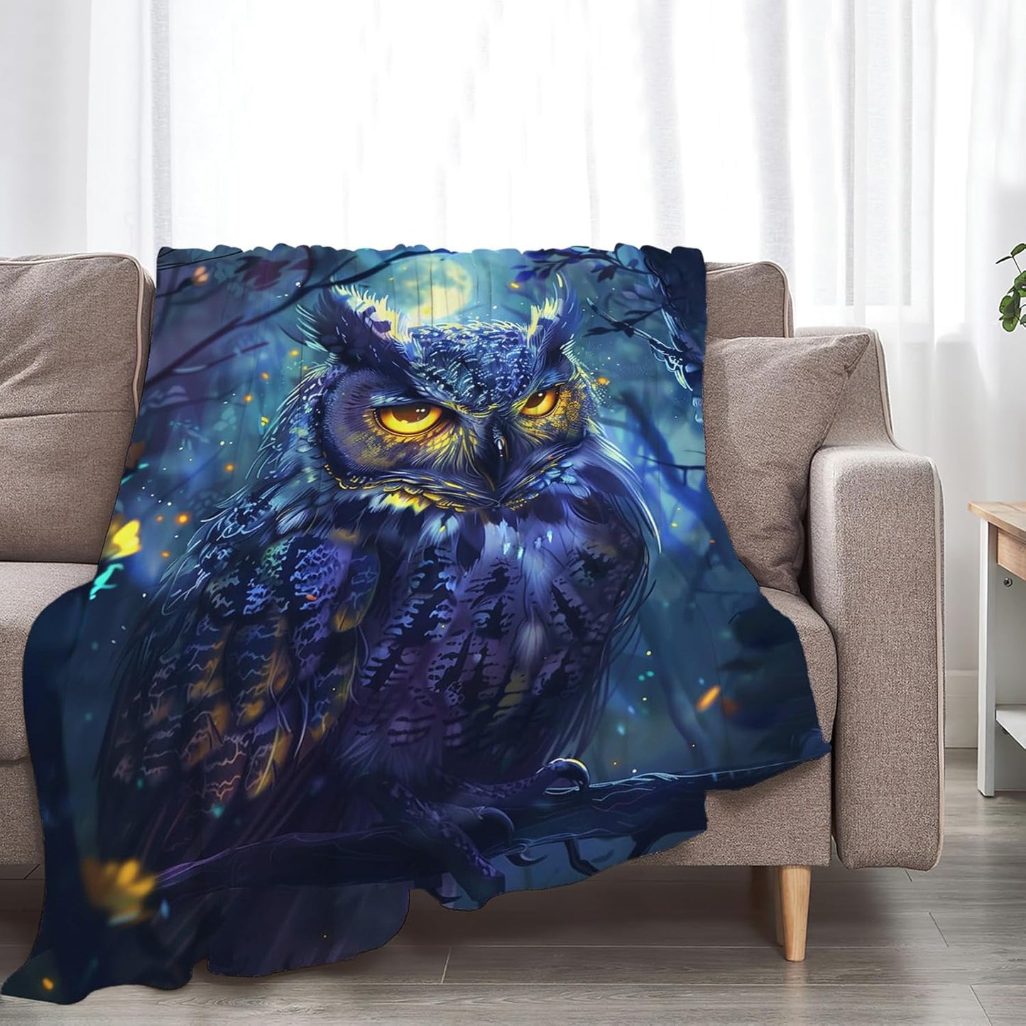 Tijuboni Owl Throw Blanket Owl Gifts for Girls Boys Women Men Kids Adults Soft Flannel Fleece Blanket for Couch Sofa Bed Home Decor 40"x50"