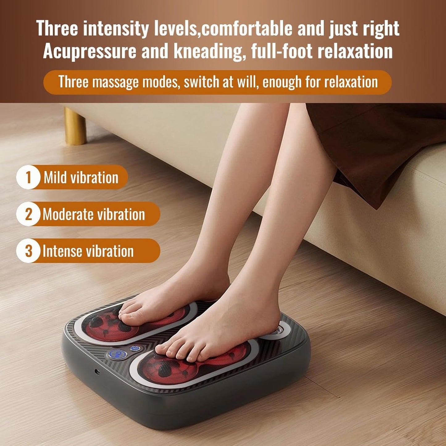 Shiatsu Foot Massager Machine with Heat - Deep Kneading, Air Compression, and Open-Toe Design for Full Foot Pain Relief - 3 Modes & 3 Intensities - Perfect for Home, Office, or Gift