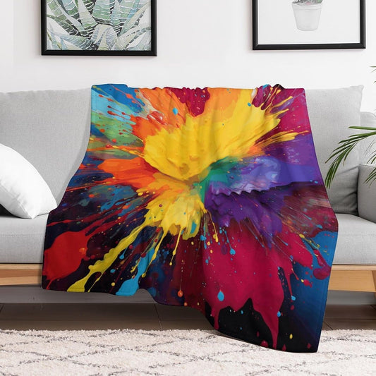 Custom Flannel Fleece Throw Blanket for Adults 50x60 Lightweight Colorful Paint Splatter Art Bedtime Blanket Soft Warm Blankets for Bed Couch Sofa Camping Picnic Wedding Gift Winter Home