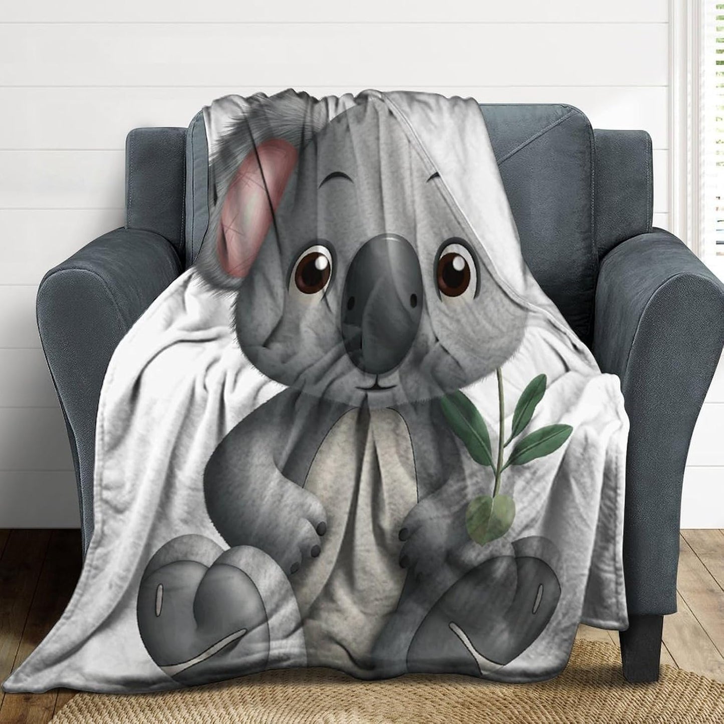 Cartoon Koala Throw Blanket for Couch Super Soft Warm Lightweight Throw Blankets Cozy Flannel Bed Blanket Cute Decorative Blankets for All Seasons Home Decor Gift 60"*80"（150 * 200cm）
