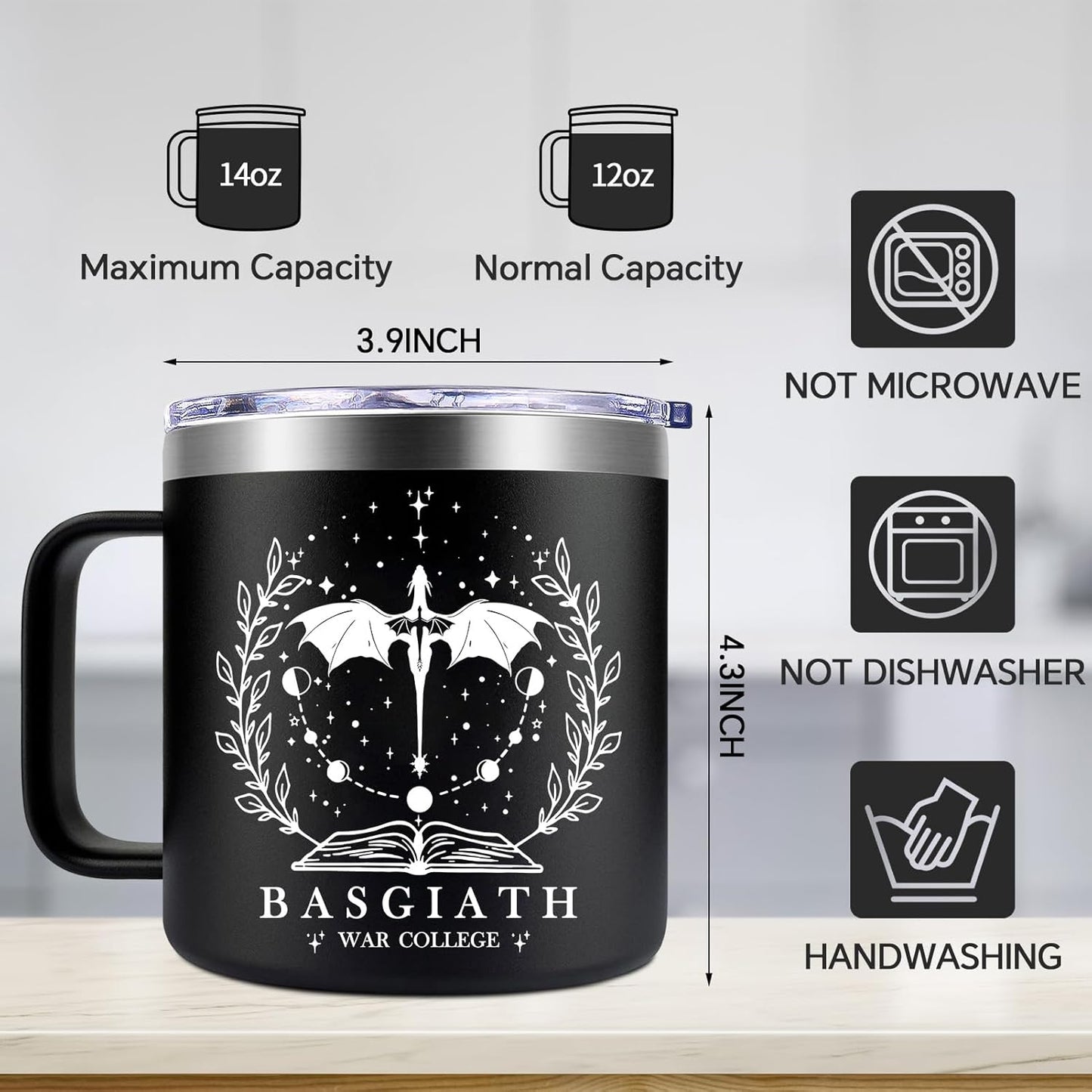 Fufendio Fourth Wing Funny Mug 14oz, Fourth Wing Gift Merch, Inspired Fantasy Book Lover Gifts, 4th Wing Bookish Dragon Merchandise