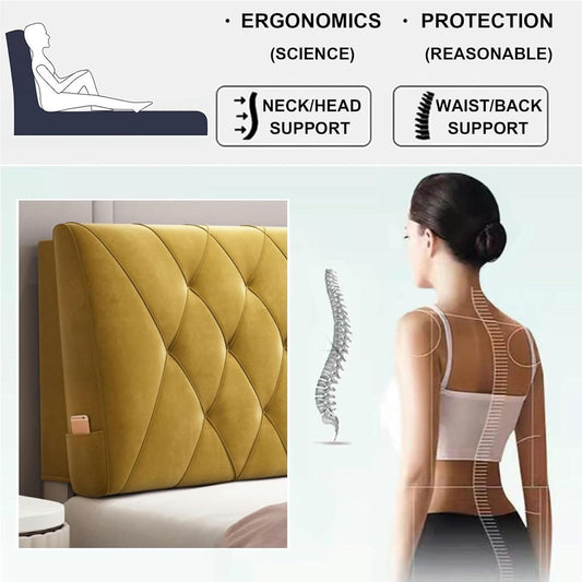 AMNOOL Rectangle Headboard Cushion Reading Pillow Wall Mounted Headboard Upholstered Home Dorm Day Bed Backrest Wedge Bolster Neck Lumbar Support Cushion