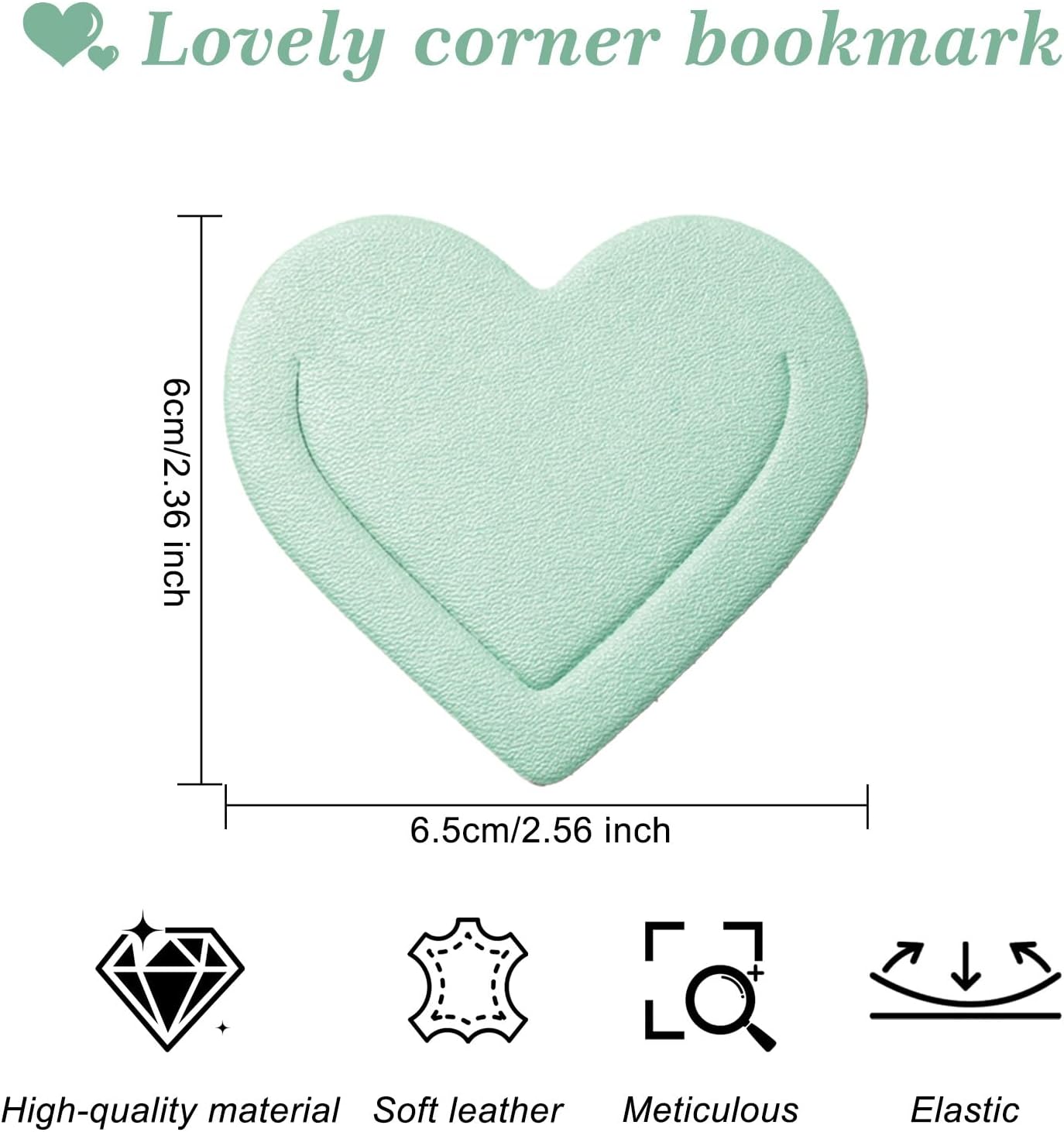 6 Pieces Leather Heart Bookmarks, Cute Corner Bookmark, Book Page Marker Clip Reading Gifts for Women Teachers Students, Book Lovers Accessories for School Office Home Supplies